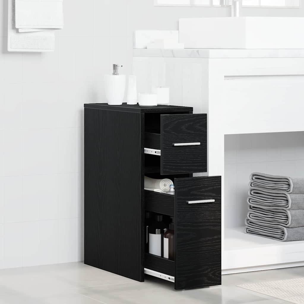 Schlanker Badezimmer-Schrank Schwarze Eiche 22 x 44 x 61,5 cm