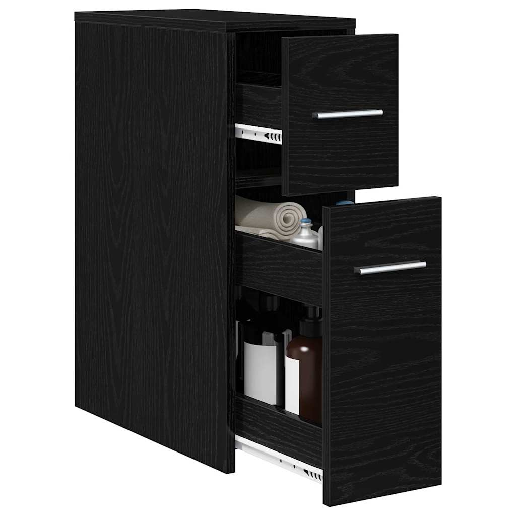 Schlanker Badezimmer-Schrank Schwarze Eiche 22 x 44 x 61,5 cm