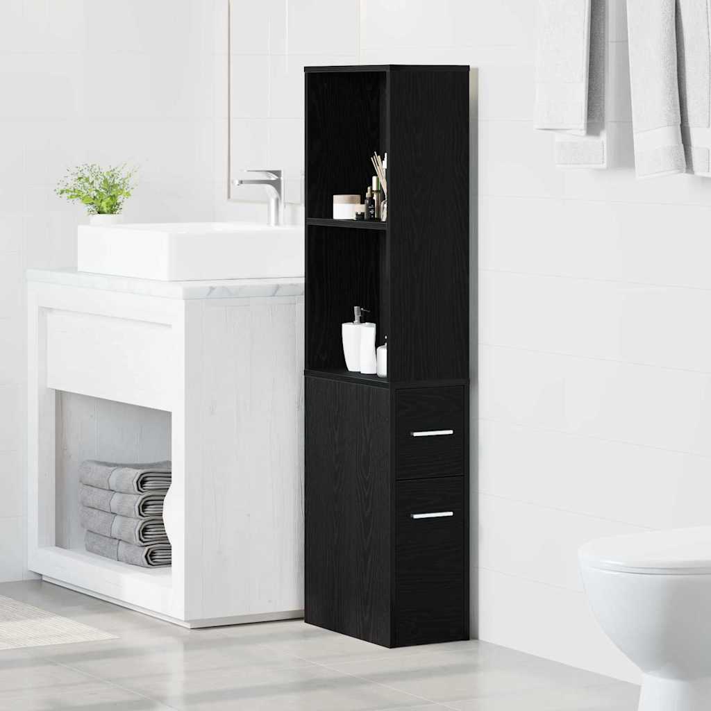 Schmaler Badezimmer-Schrank Schwarze Eiche 22 x 41 x 135 cm