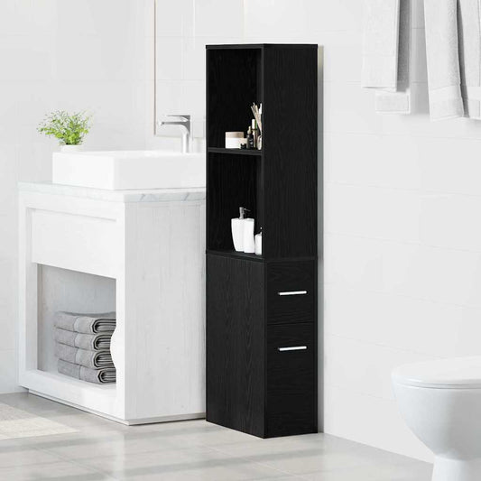 Schmaler Badezimmer-Schrank Schwarze Eiche 22 x 41 x 135 cm