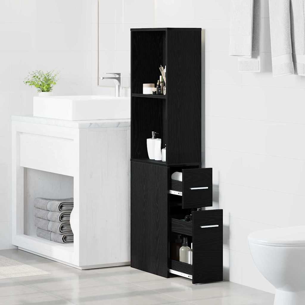 Schmaler Badezimmer-Schrank Schwarze Eiche 22 x 41 x 135 cm
