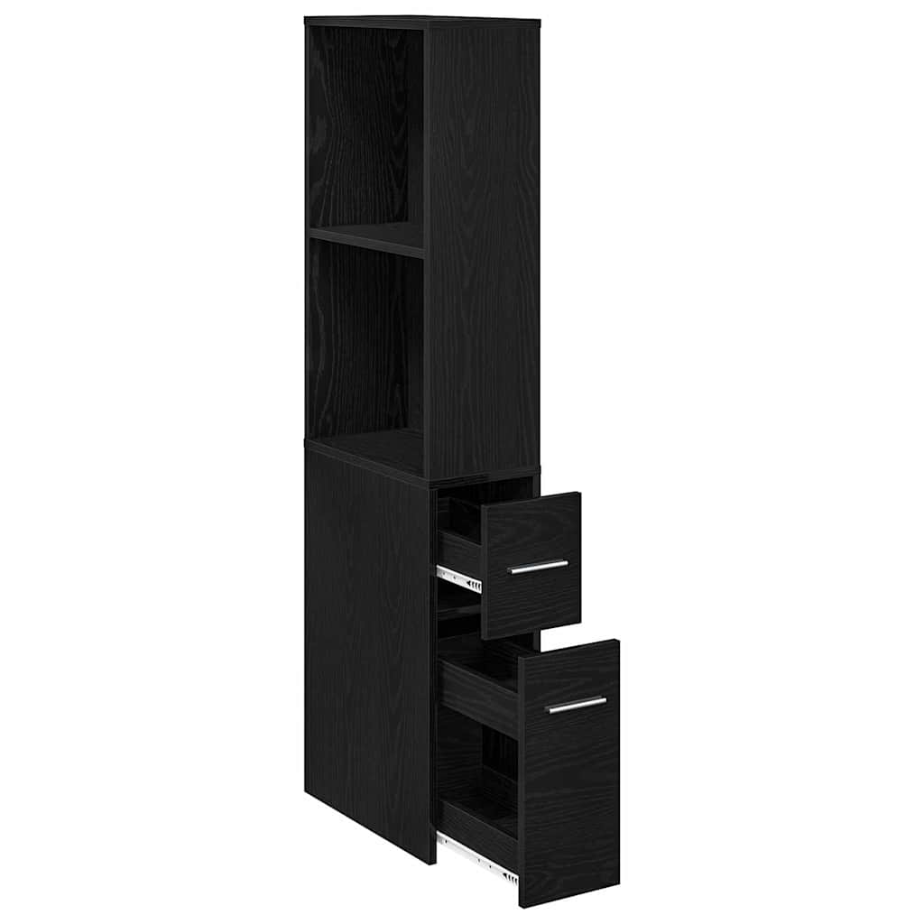 Schmaler Badezimmer-Schrank Schwarze Eiche 22 x 41 x 135 cm