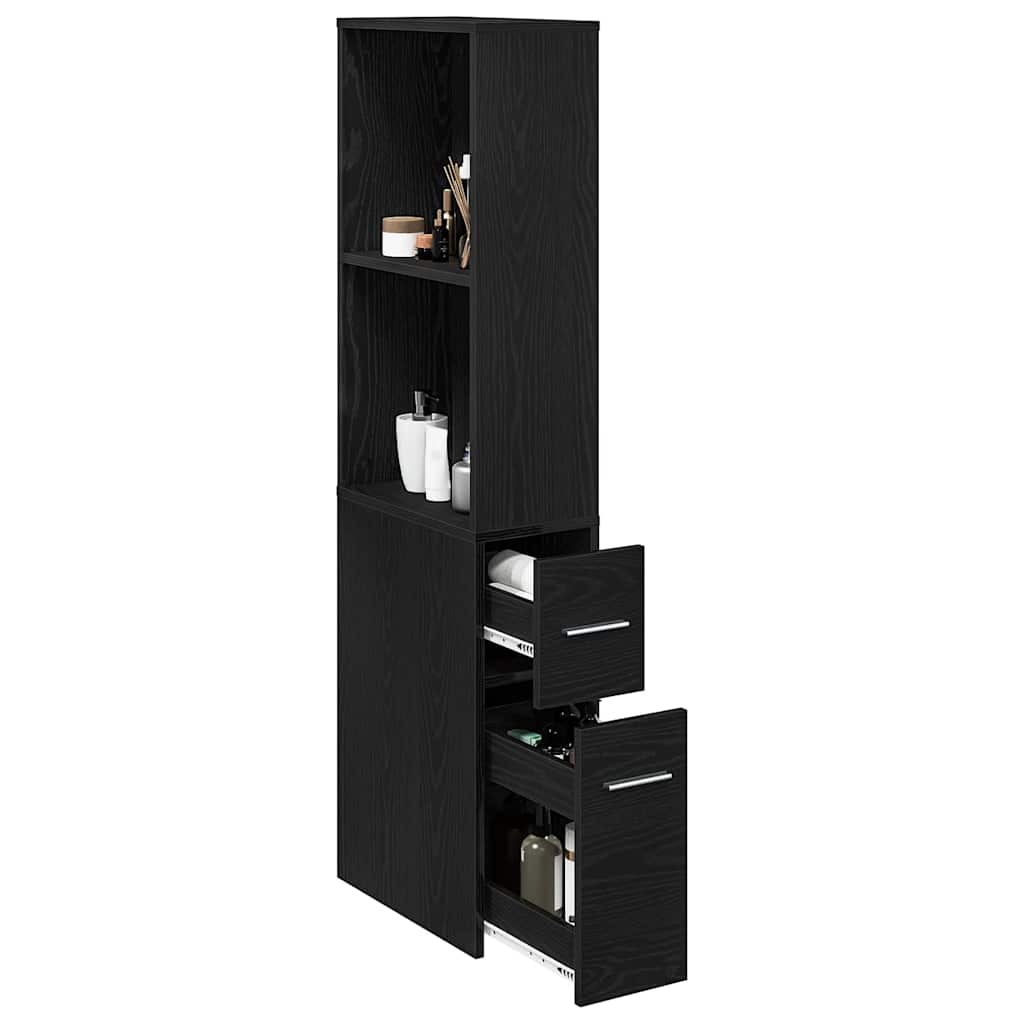 Schmaler Badezimmer-Schrank Schwarze Eiche 22 x 41 x 135 cm