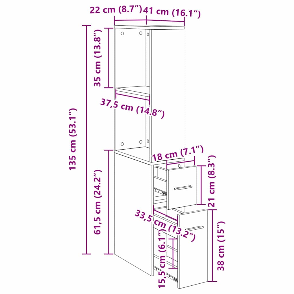 Badezimmermöbel-Set 22 x 41 x 135 cm Holzwerkstoff