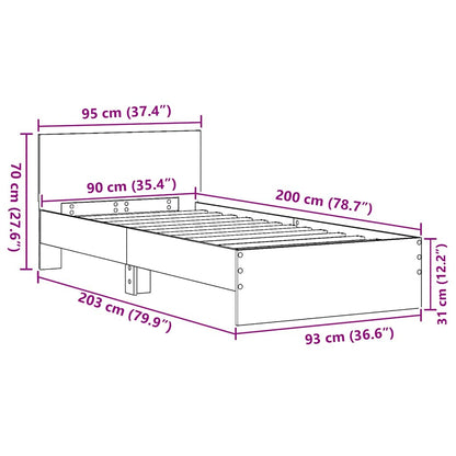 Bettgestell mit Kopfteil mit Kopfteil Artisan-Eiche 90 x 200 cm