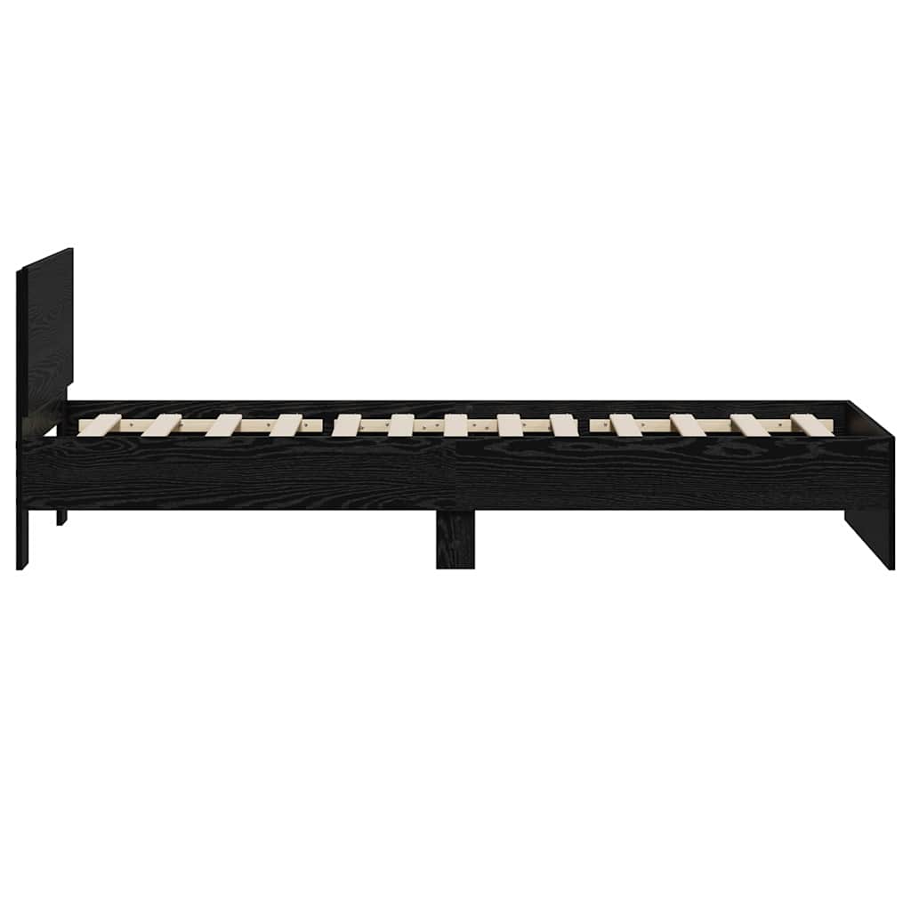 Bettgestell mit Kopfteil Schwarz Eichen-Optik 90 x 200 cm