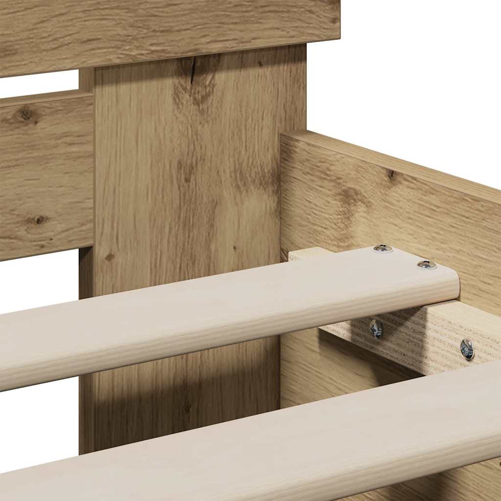 Bettgestell Eiche handwerklich 90 x 190 cm Holzwerkstoff