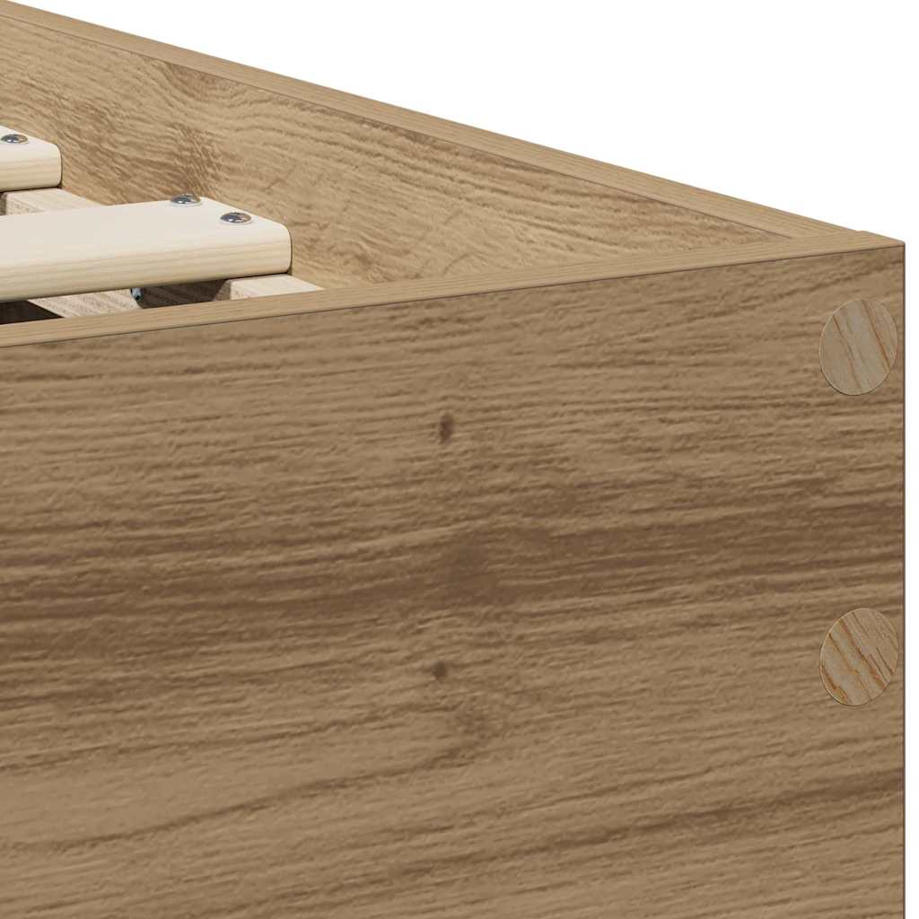 Bettgestell Eiche handwerklich 90 x 190 cm Holzwerkstoff