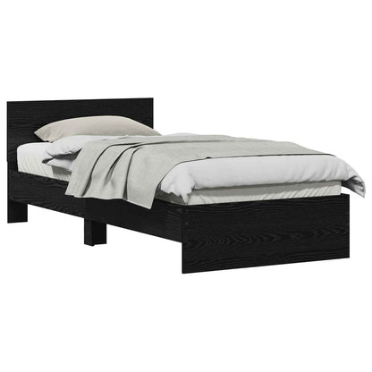 Bettgestell mit Kopfteil Schwarz Eichen-Optik 90 x 190 cm