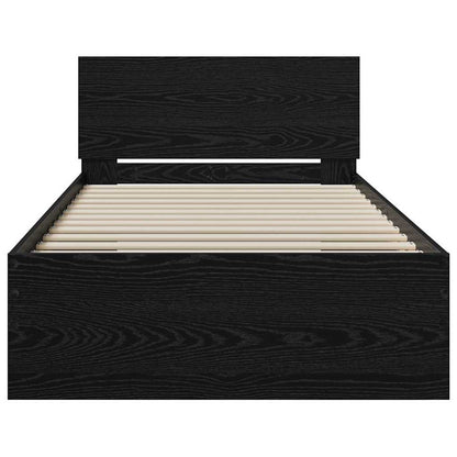 Bettgestell mit Kopfteil Schwarz Eichen-Optik 90 x 190 cm