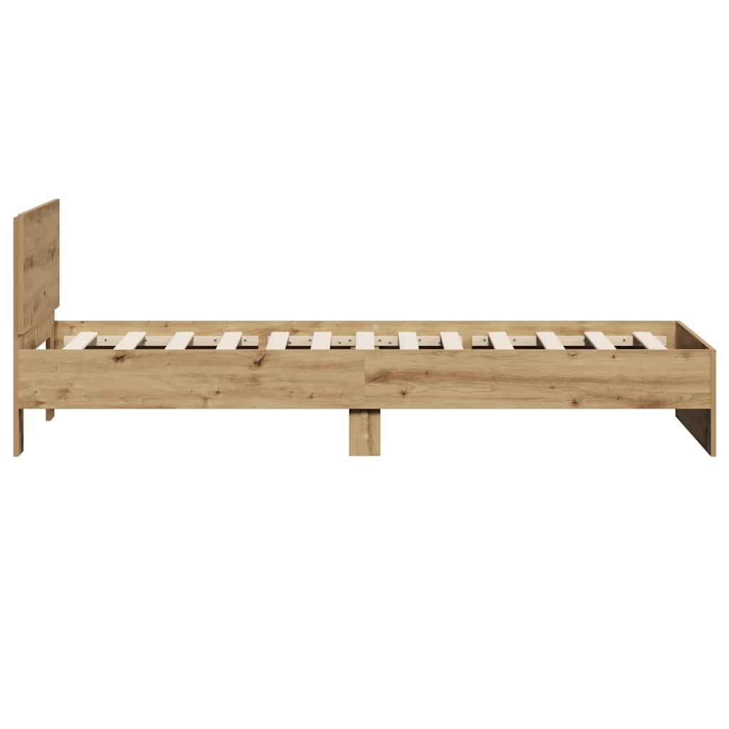 Bettgestell Eiche handwerklich 75 x 190 cm Holzwerkstoff