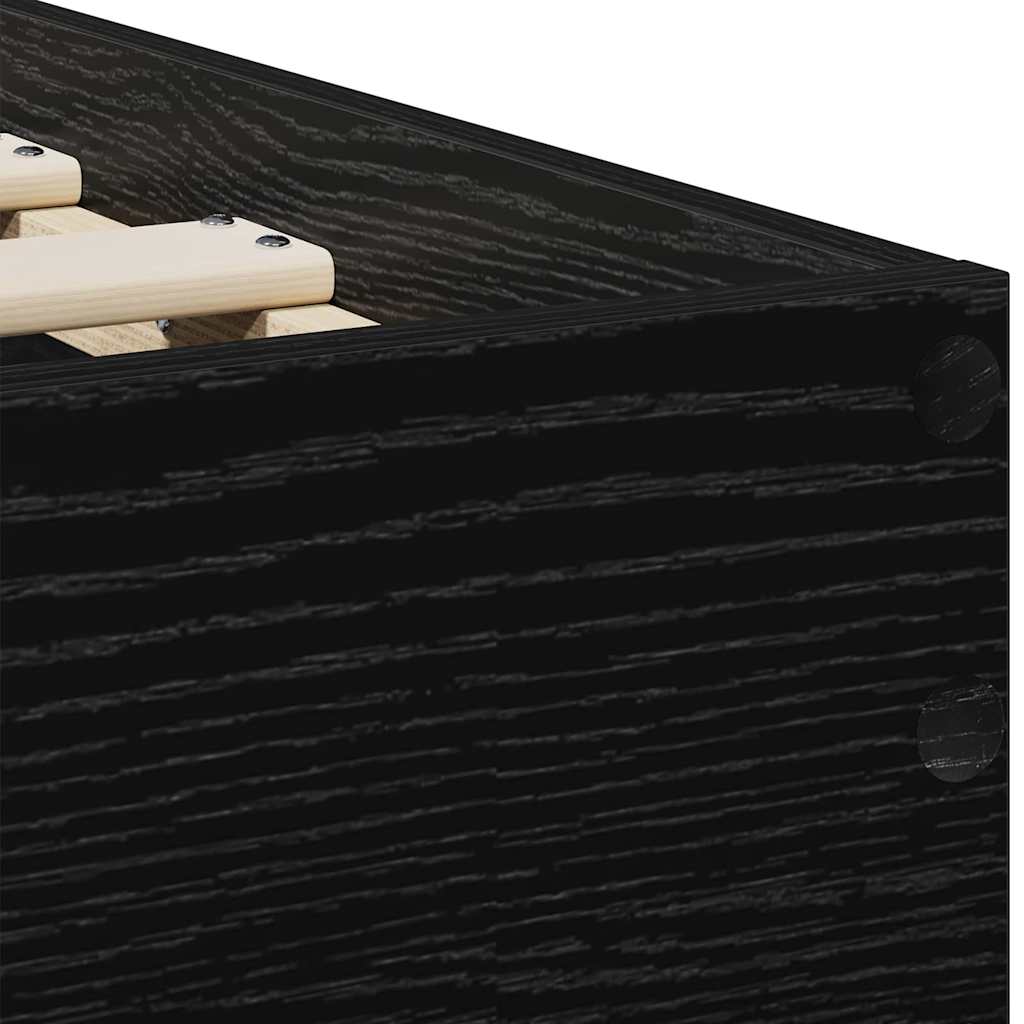 Bettgestell mit Kopfteil Schwarz Eichen-Optik 75 x 190 cm