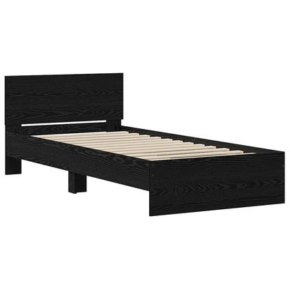 Bettgestell mit Kopfteil Schwarz Eichen-Optik 75 x 190 cm