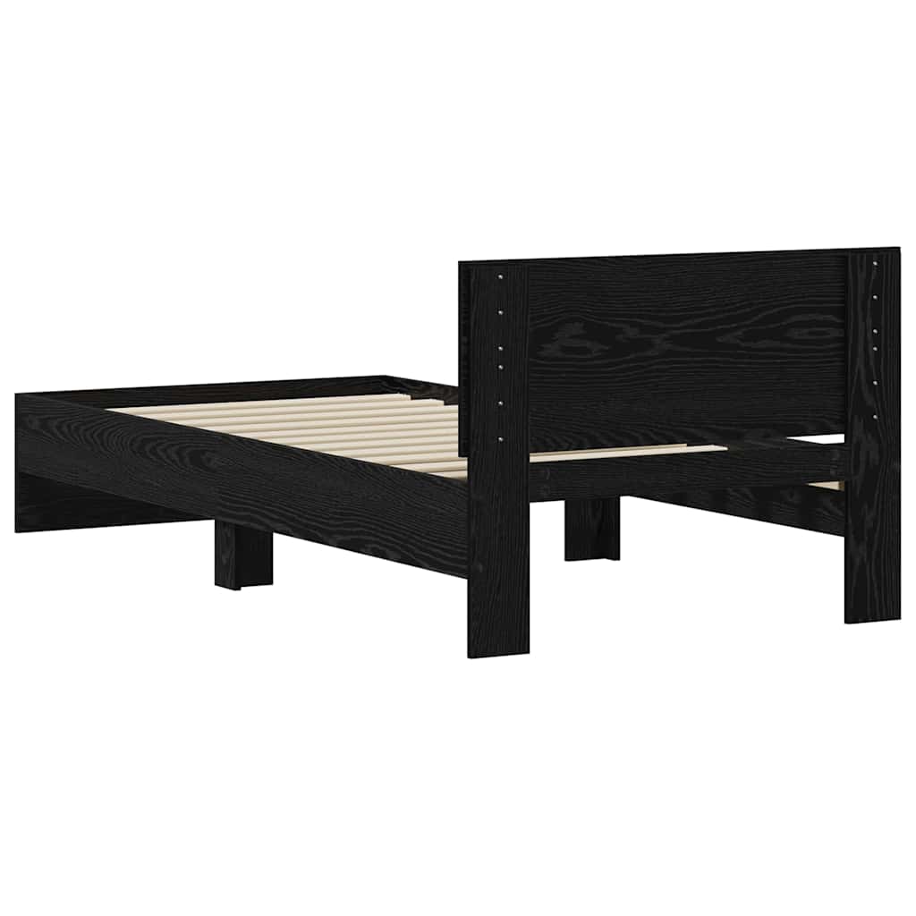 Bettgestell mit Kopfteil Schwarz Eichen-Optik 75 x 190 cm