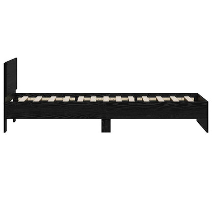 Bettgestell mit Kopfteil Schwarz Eichen-Optik 75 x 190 cm