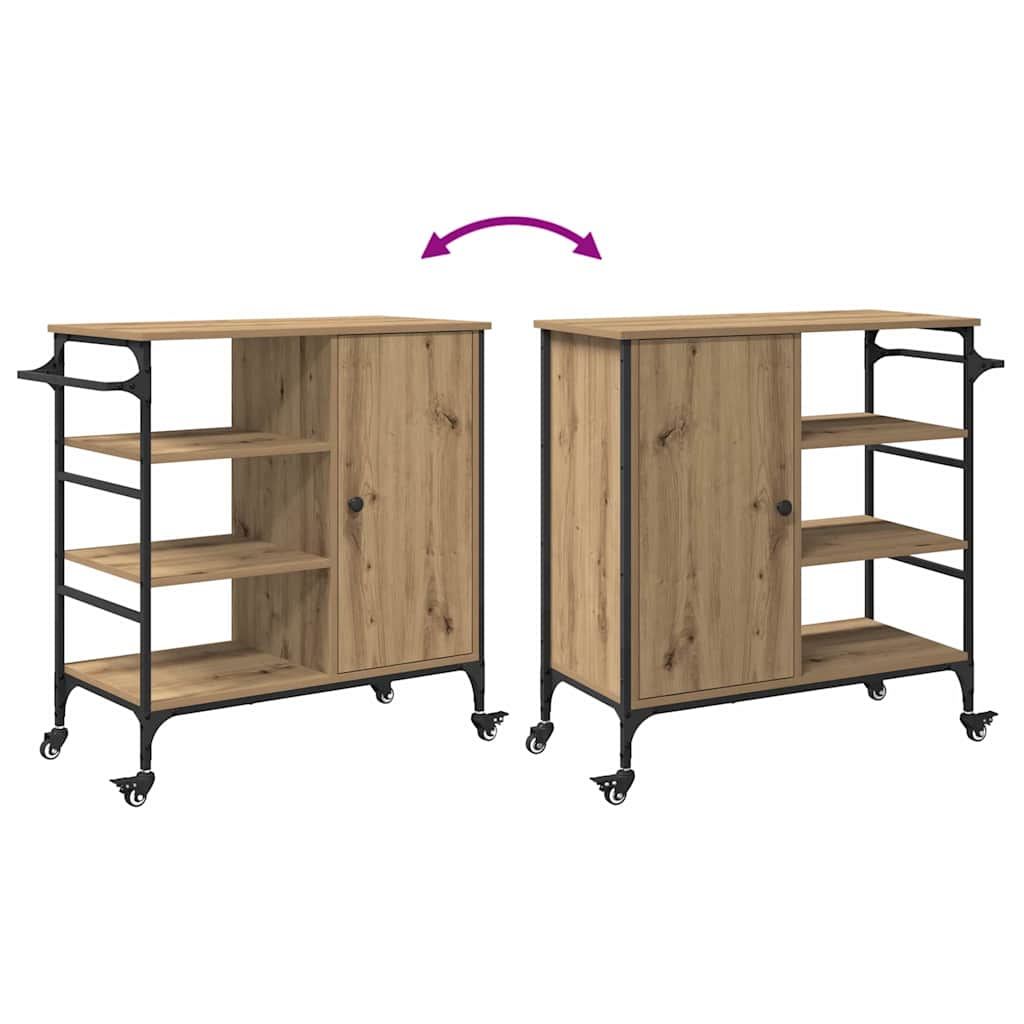 Küchentrolley Artisan-Eiche 87,5 x 39 x 84,5 cm Holzwerkstoff