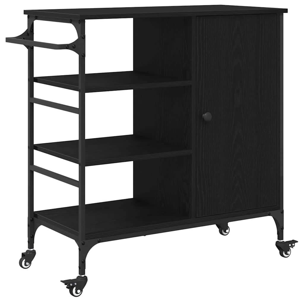 Küchentrolley Schwarz Eichen-Optik 87,5 x 39 x 84,5 cm