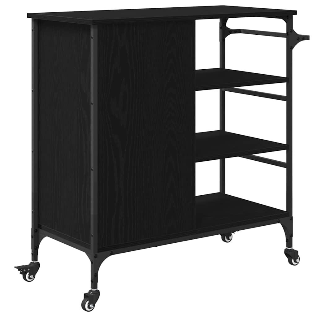 Küchentrolley Schwarz Eichen-Optik 87,5 x 39 x 84,5 cm
