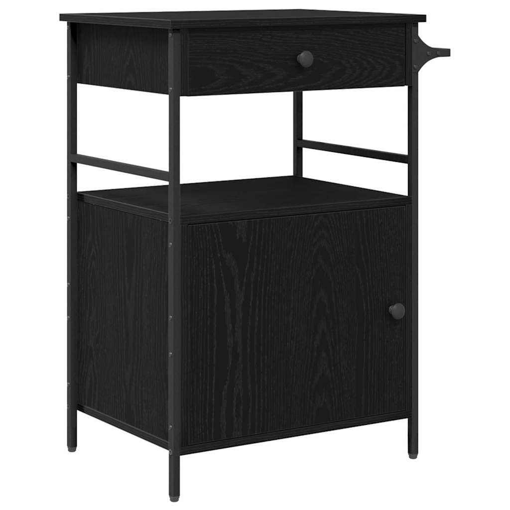 Küchentrolley Schwarz Eichen-Optik 56 x 43 x 89,5 cm