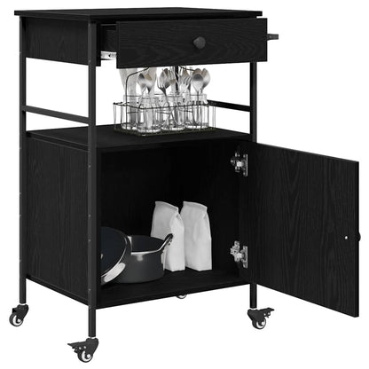 Küchentrolley Schwarz Eichen-Optik 56 x 43 x 89,5 cm