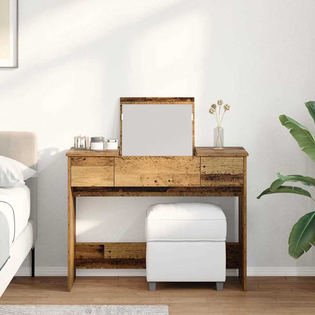 Kosmetiktisch mit Schubladen Altholz 100 x 45 x 76 cm