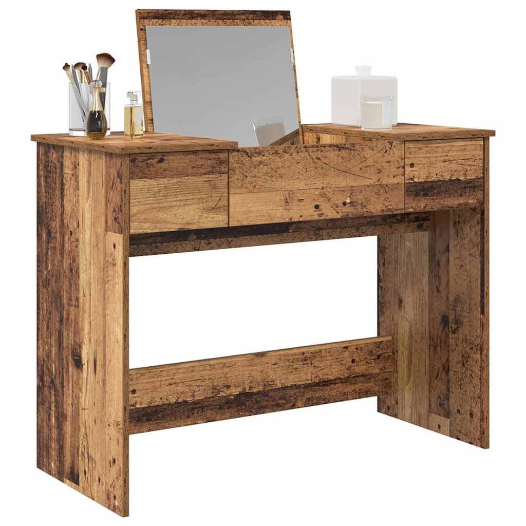 Kosmetiktisch mit Schubladen Altholz 100 x 45 x 76 cm