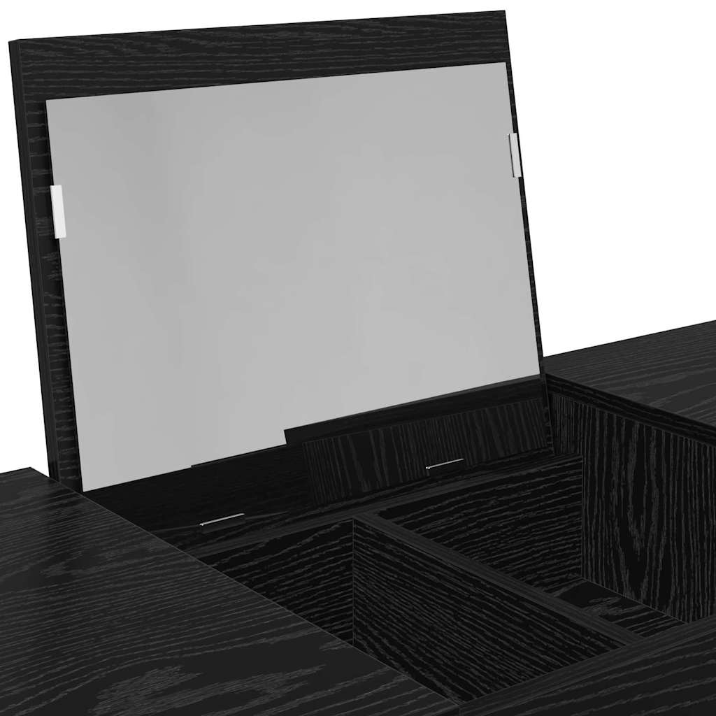 Kosmetiktisch mit Spiegel Schwarz Eichen-Optik 100 x 45 x 76 cm