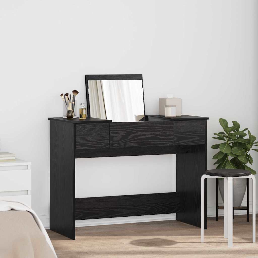 Kosmetiktisch mit Spiegel Schwarz Eichen-Optik 100 x 45 x 76 cm
