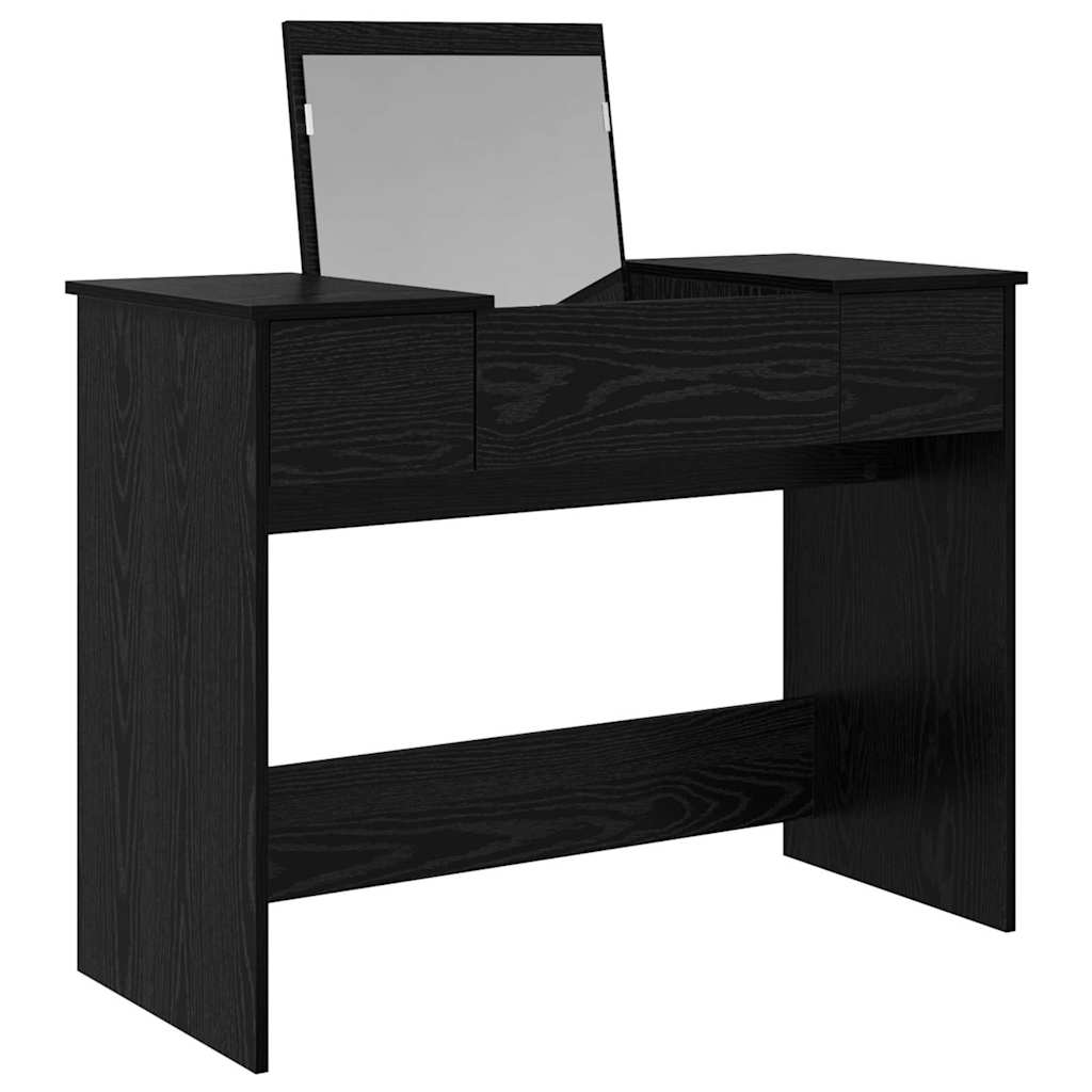 Kosmetiktisch mit Spiegel Schwarz Eichen-Optik 100 x 45 x 76 cm