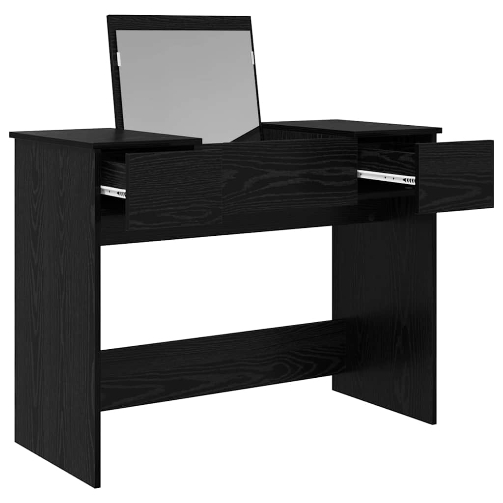 Kosmetiktisch mit Spiegel Schwarz Eichen-Optik 100 x 45 x 76 cm