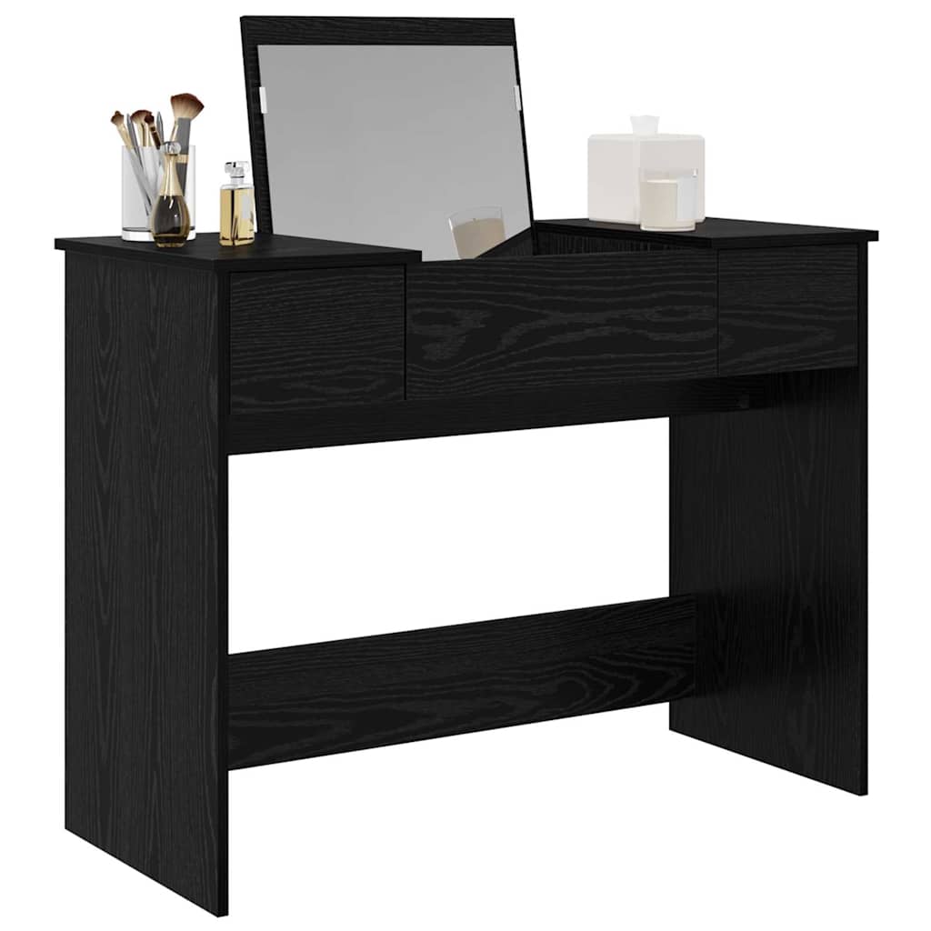 Kosmetiktisch mit Spiegel Schwarz Eichen-Optik 100 x 45 x 76 cm