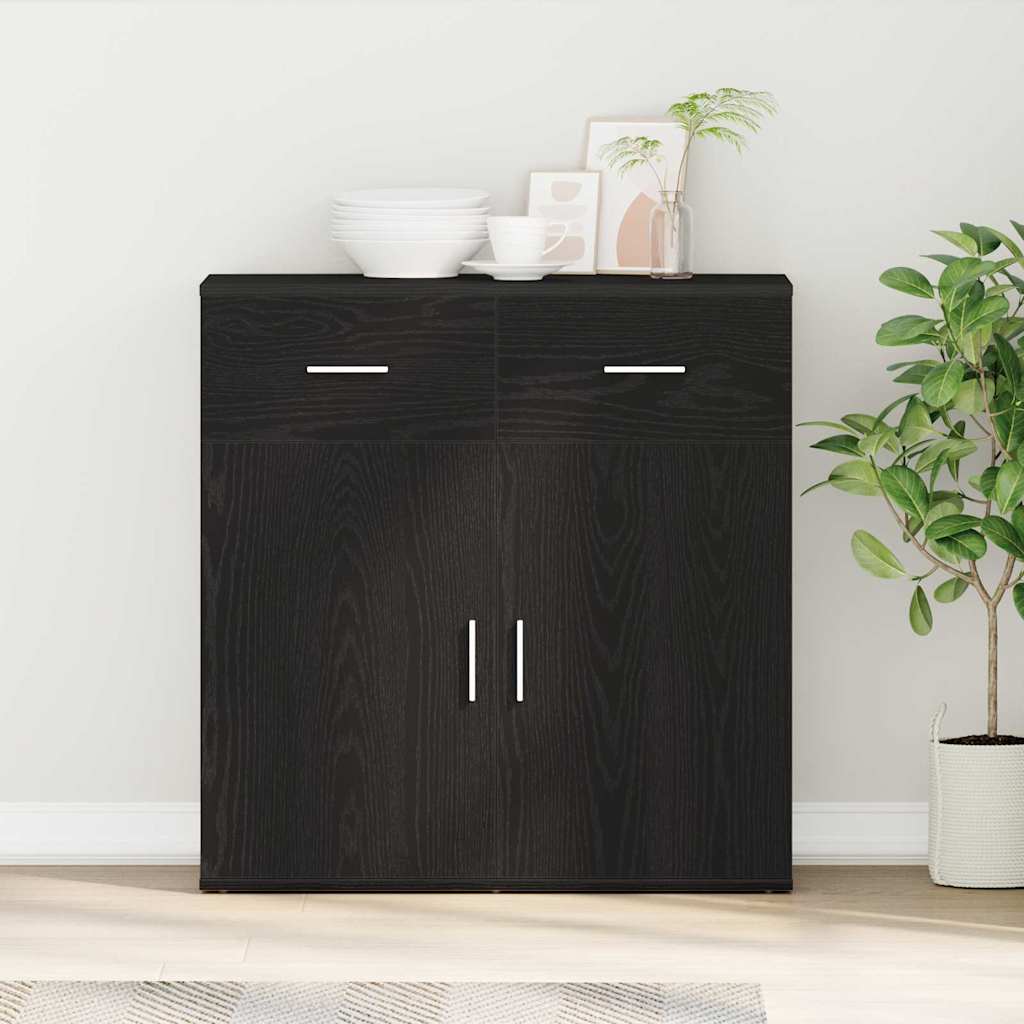 Sideboard Schwarz Eichen-Optik 78 x 38 x 80 cm Holzwerkstoff