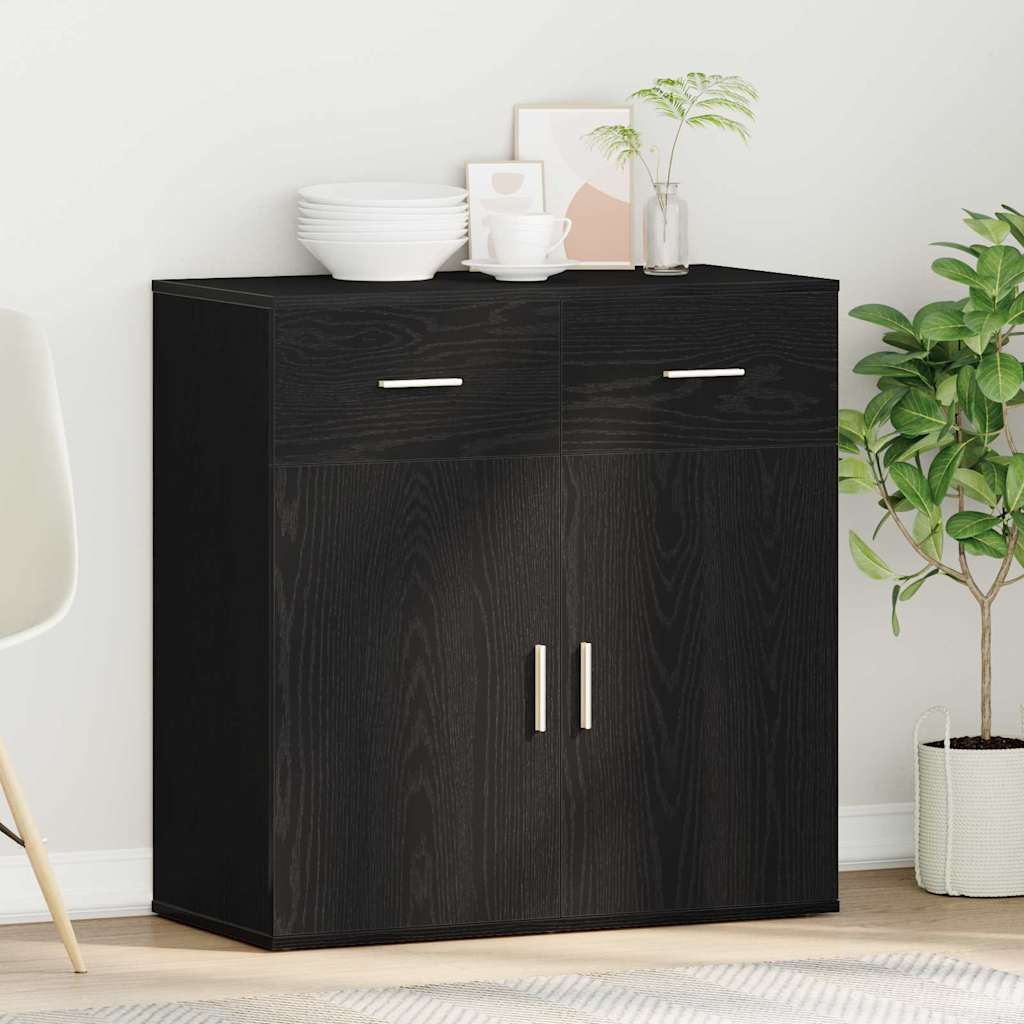 Sideboard Schwarz Eichen-Optik 78 x 38 x 80 cm Holzwerkstoff