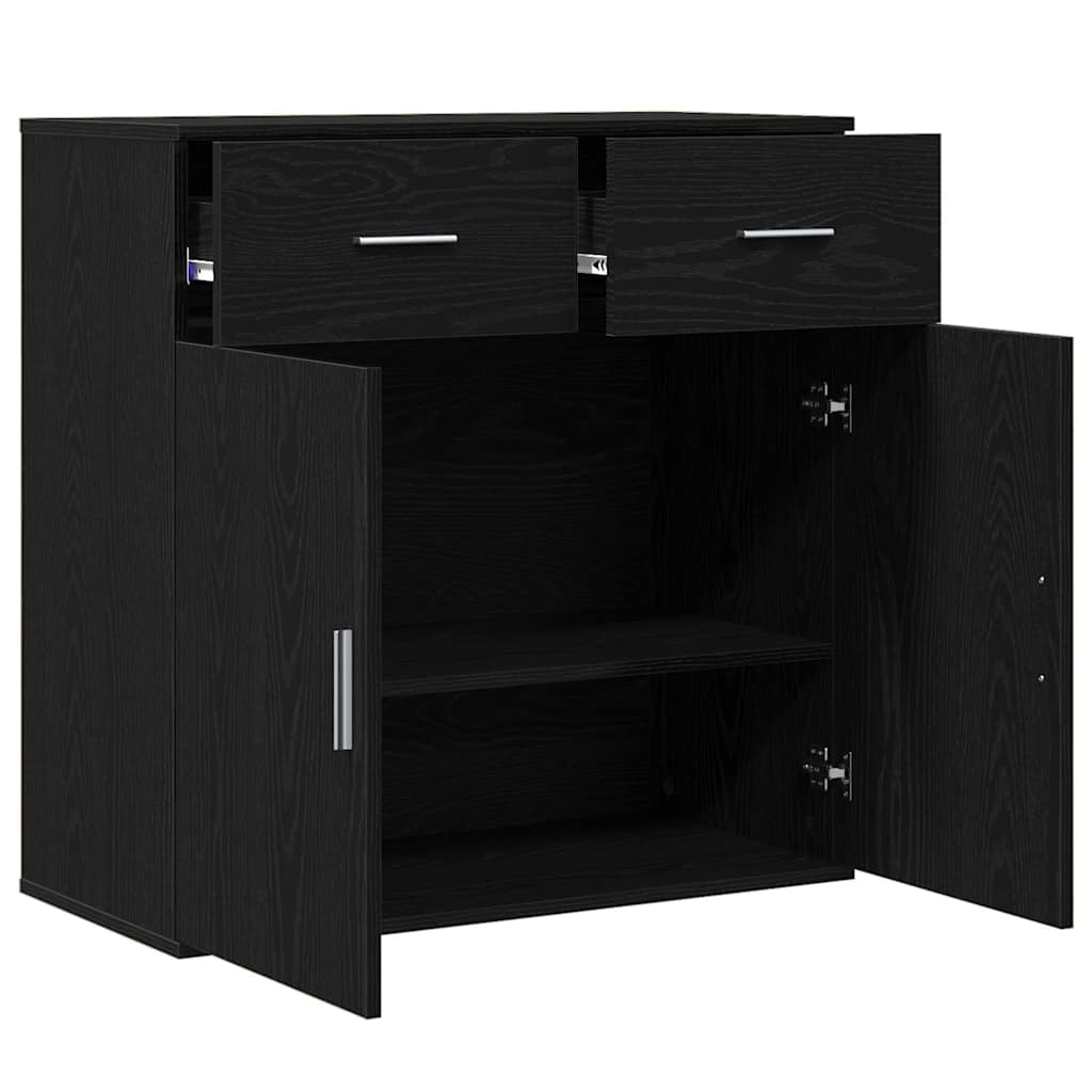 Sideboard Schwarz Eichen-Optik 78 x 38 x 80 cm Holzwerkstoff