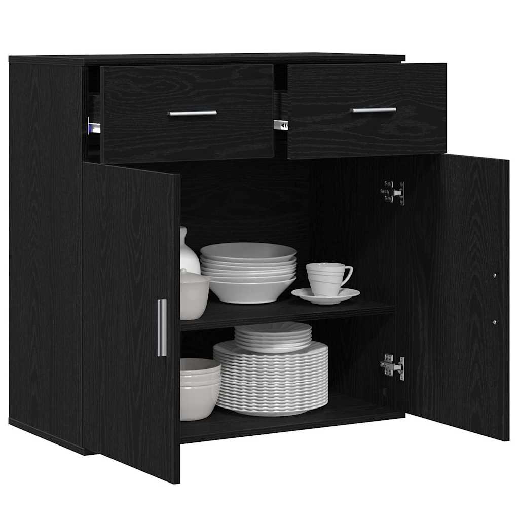 Sideboard Schwarz Eichen-Optik 78 x 38 x 80 cm Holzwerkstoff