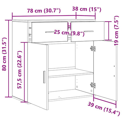 Sideboard Schwarz Eichen-Optik 78 x 38 x 80 cm Holzwerkstoff