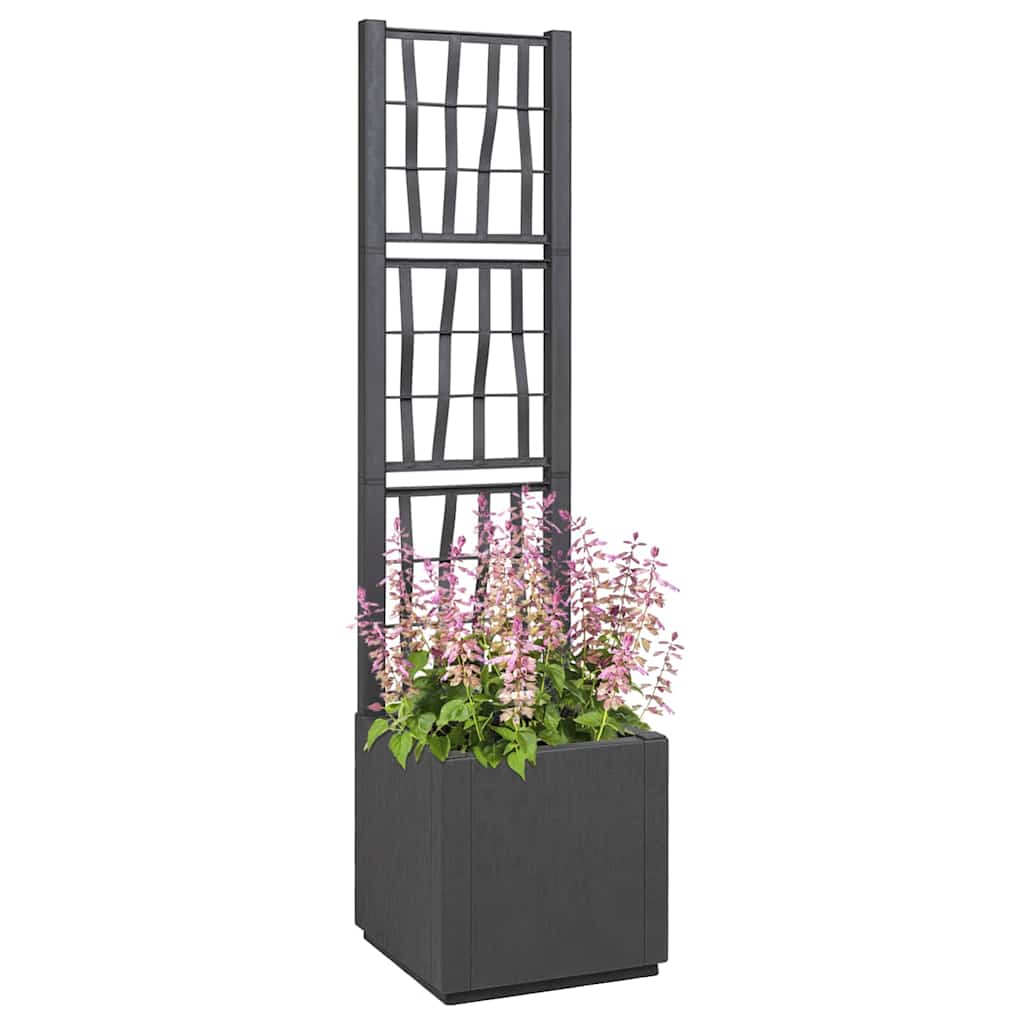 Gartenpflanzer mit Gitter Dunkelgrau 36 x 36 x 140 cm PP