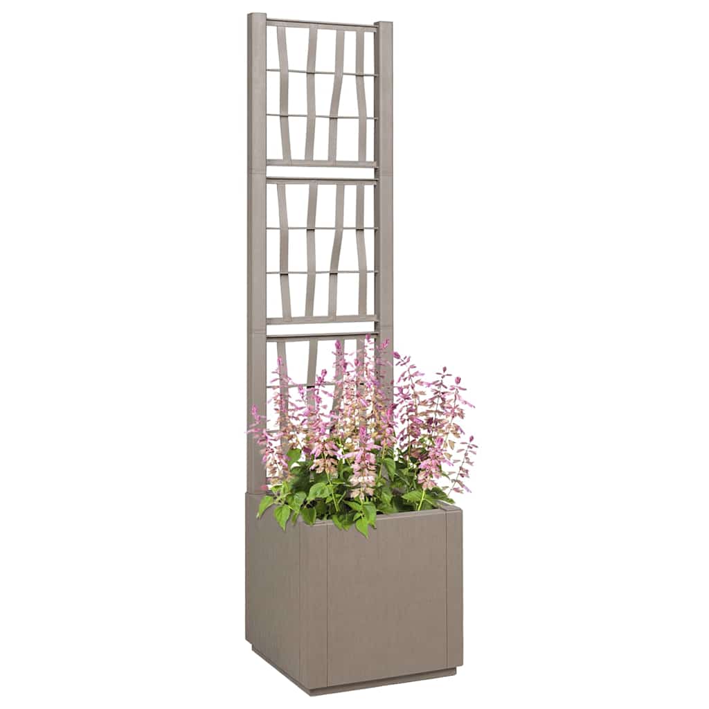Gartenpflanzer mit Gitter Hellbraun 36 x 36 x 140 cm PP