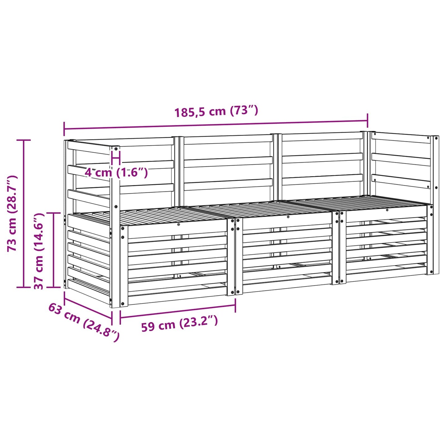 Sofagarnituren 3 pcs Natur Massivholz Akazie