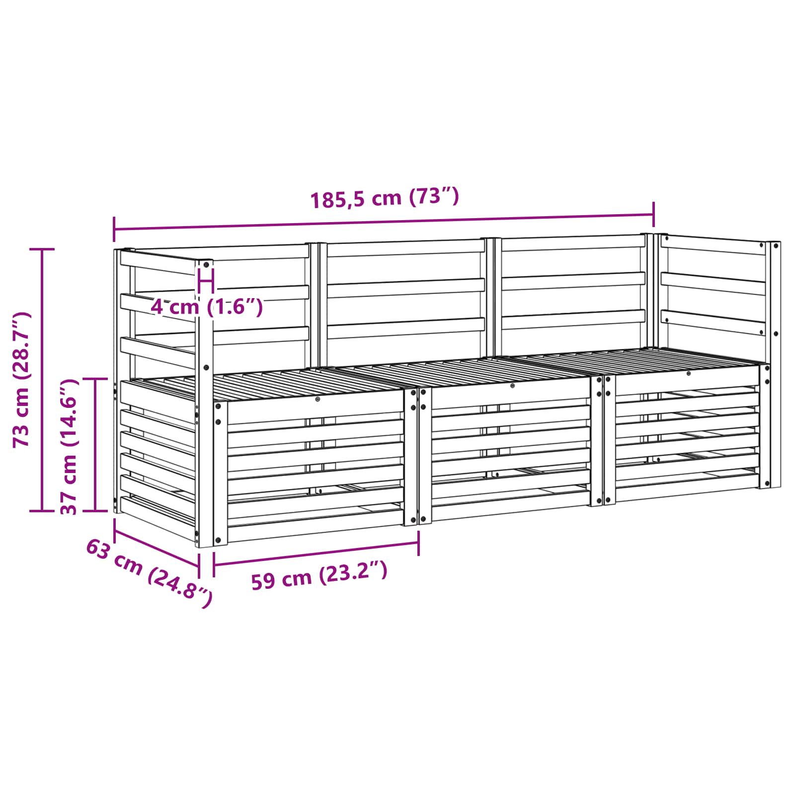 Sofagarnituren 3 pcs Natur Massivholz Akazie