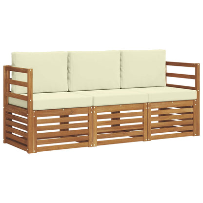 Sofagarnituren 3 stk. Natur und Creme Massivholz Akazie