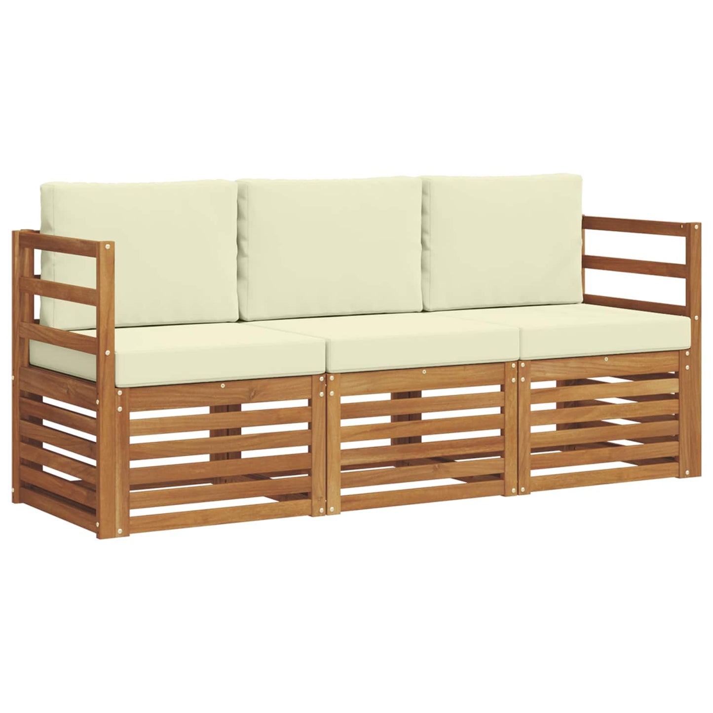Sofagarnituren 3 stk. Natur und Creme Massivholz Akazie