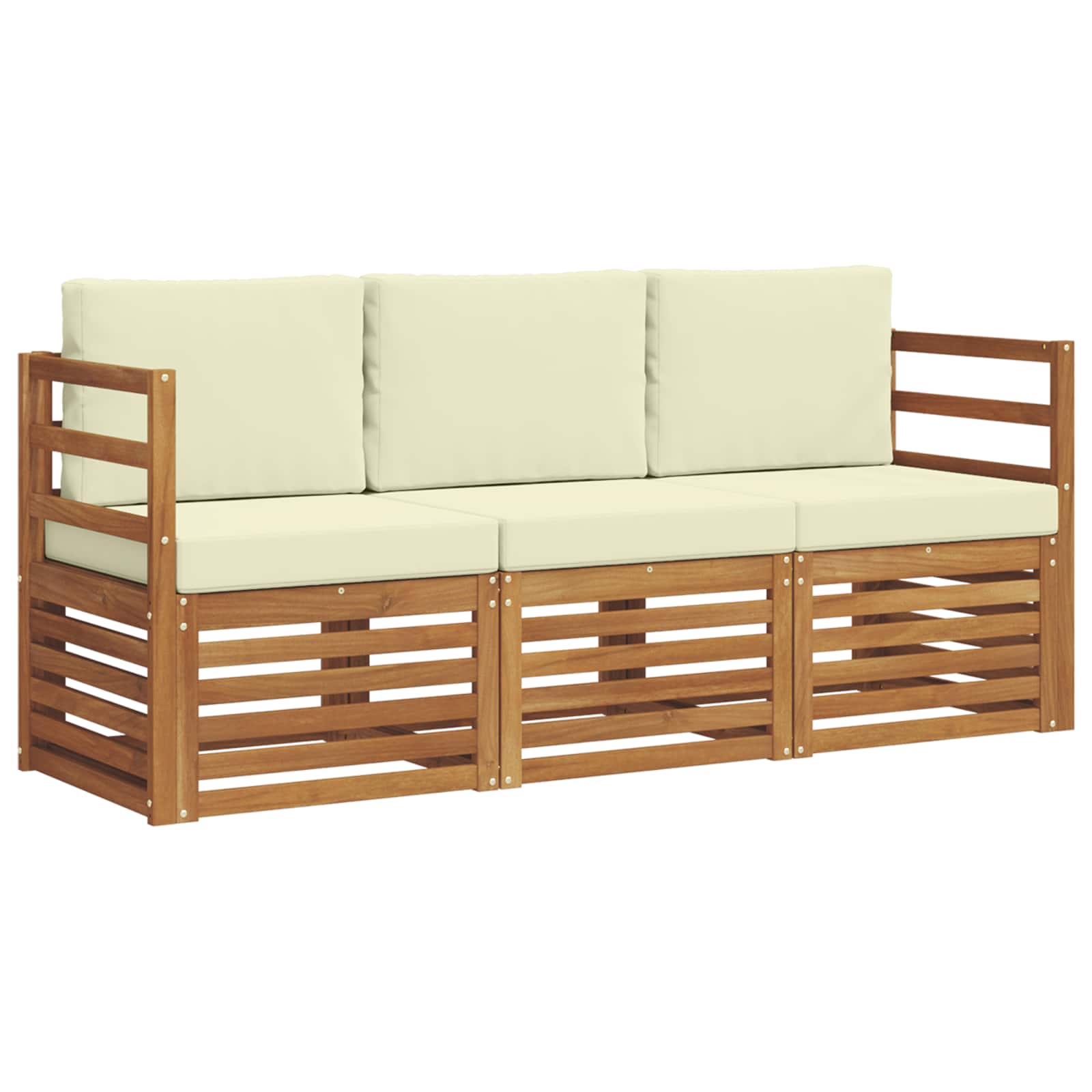 Sofagarnituren 3 stk. Natur und Creme Massivholz Akazie