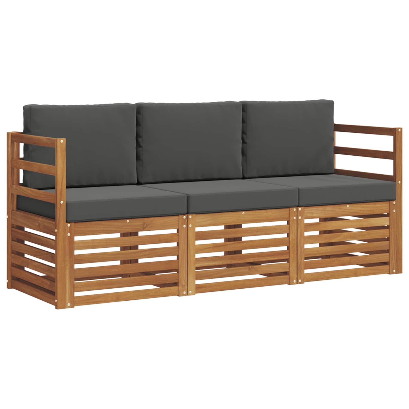 Sofagarnituren 3 pcs Natur und Anthrazit Massivholz Akazie