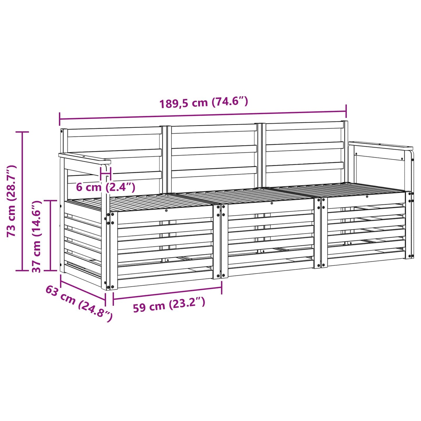 Sofagarnituren 3 pcs Natur Massivholz Akazie