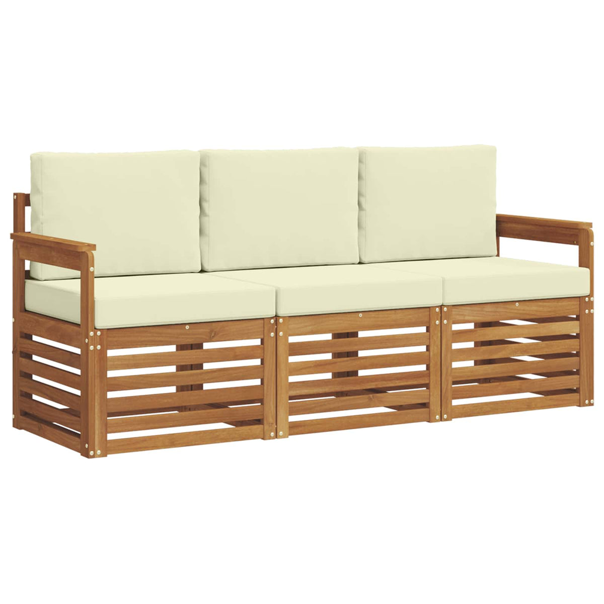 Sofagarnituren 3 stk. Natur und Creme Massivholz Akazie