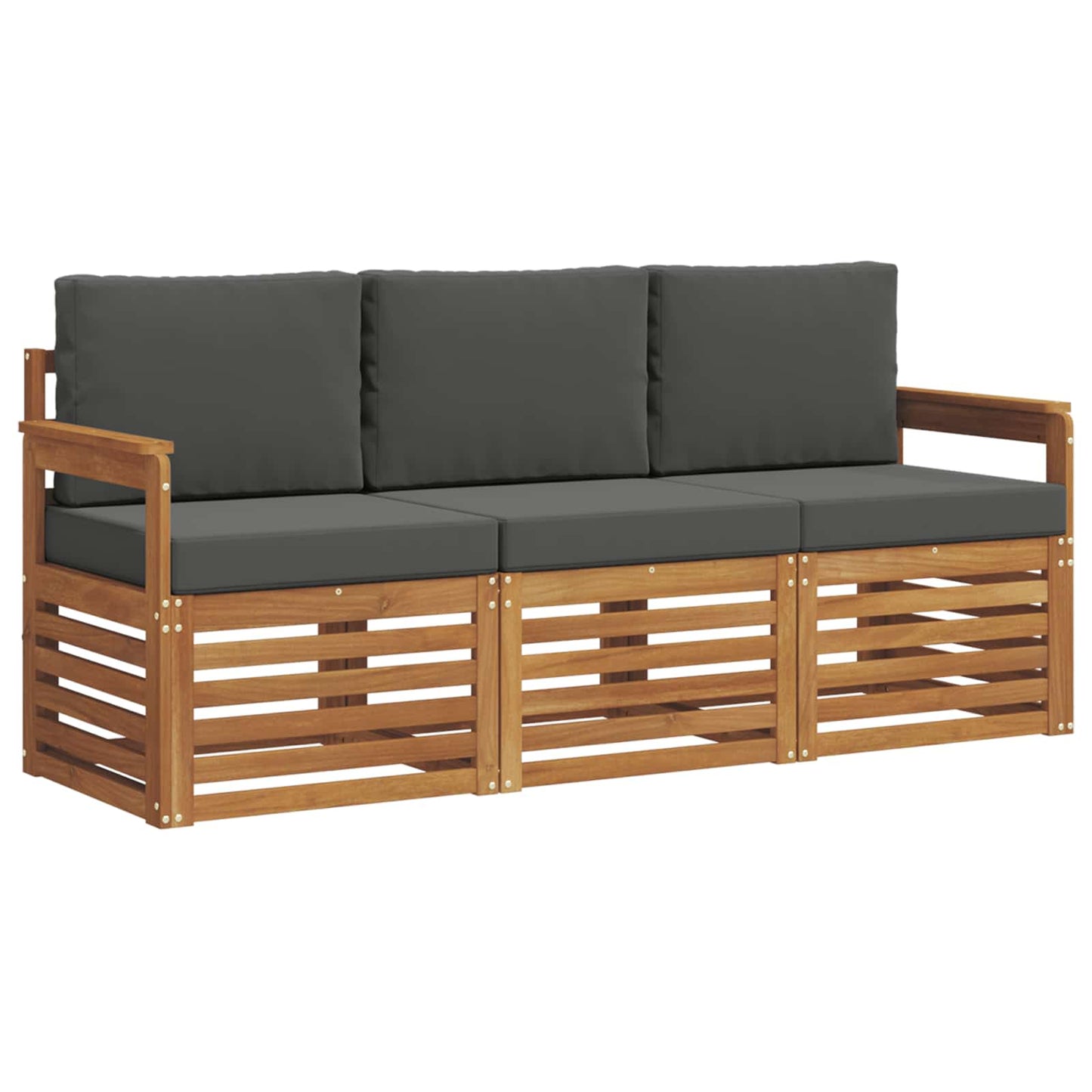 Sofagarnituren 3 pcs Natur und Anthrazit Massivholz Akazie