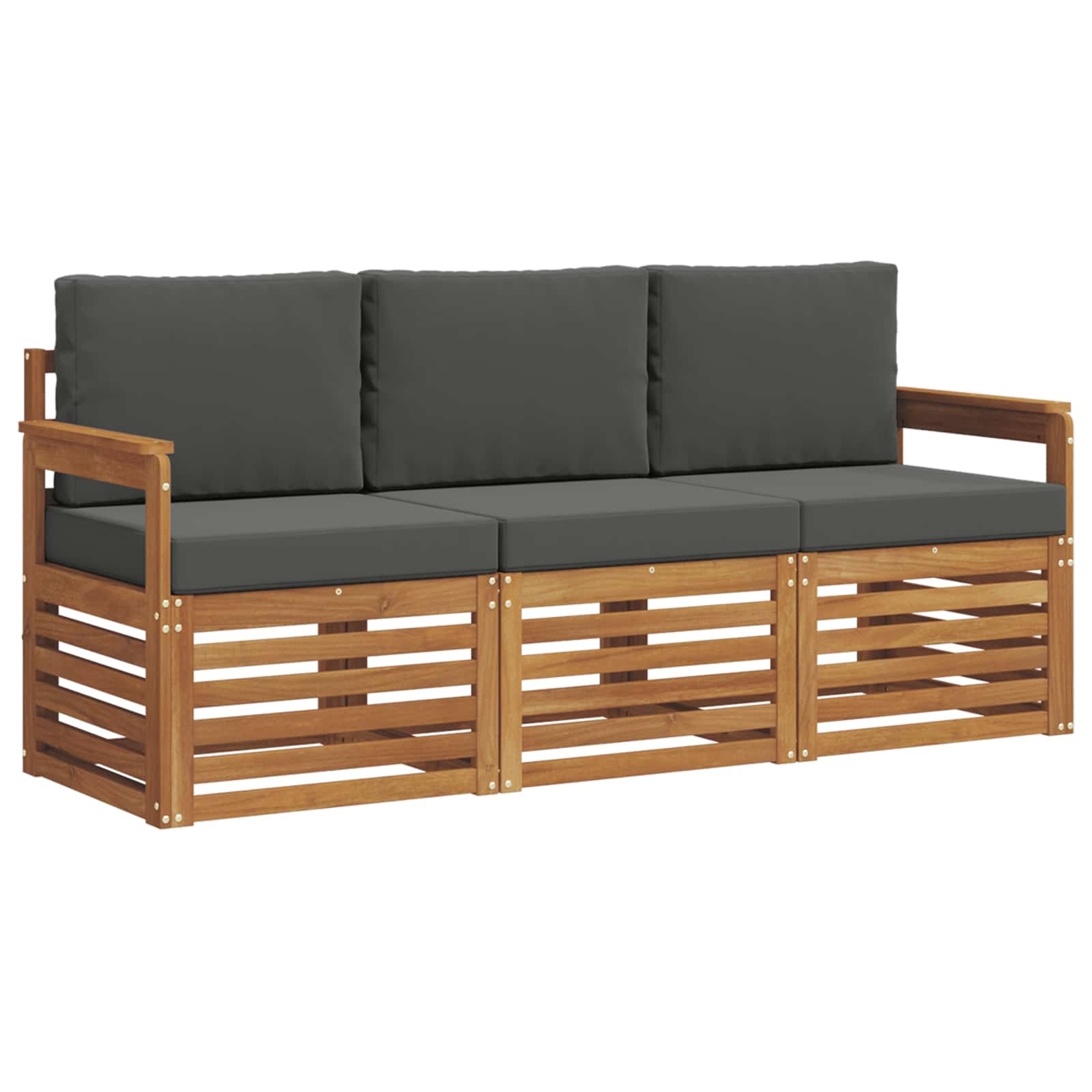 Sofagarnituren 3 pcs Natur und Anthrazit Massivholz Akazie