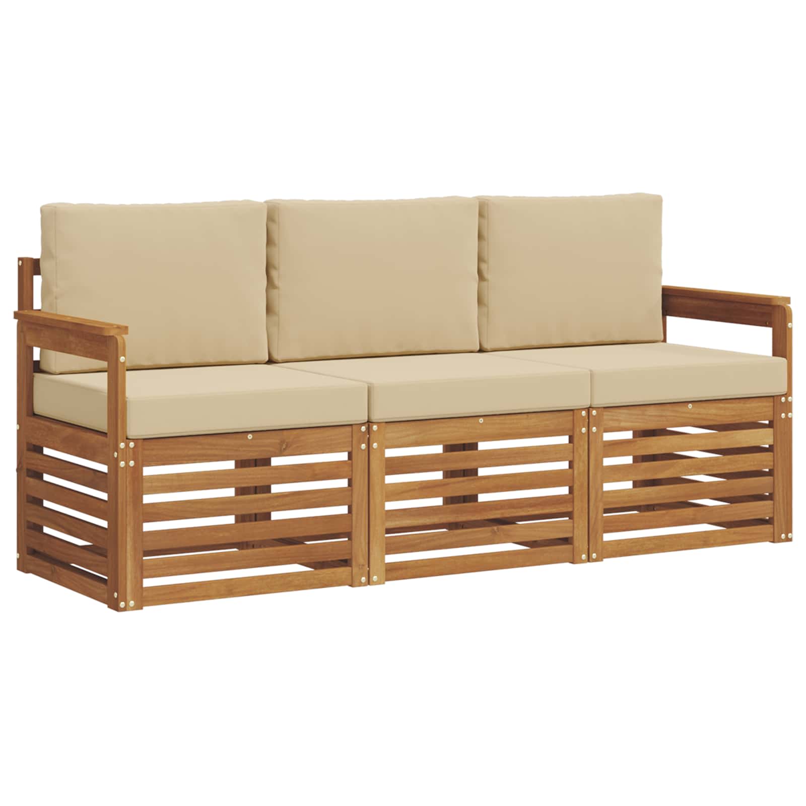 Sofagarnituren 3 stk. Natur und Beige Massivholz Akazie