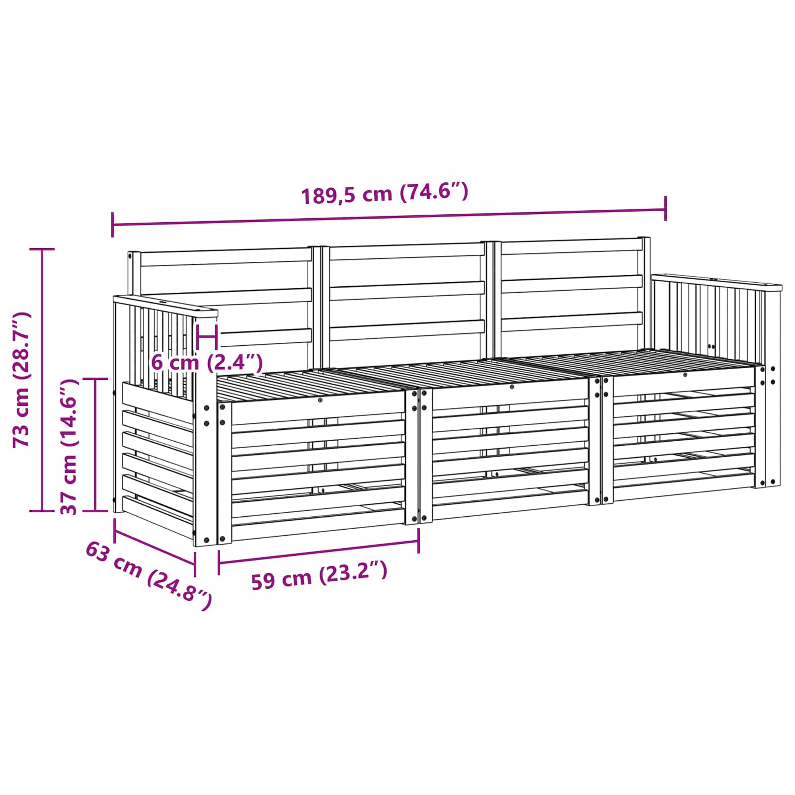 Sofagarnituren 3 pcs Natur Massivholz Akazie